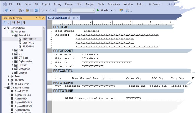 DataGate Explorer and Printer File Designer