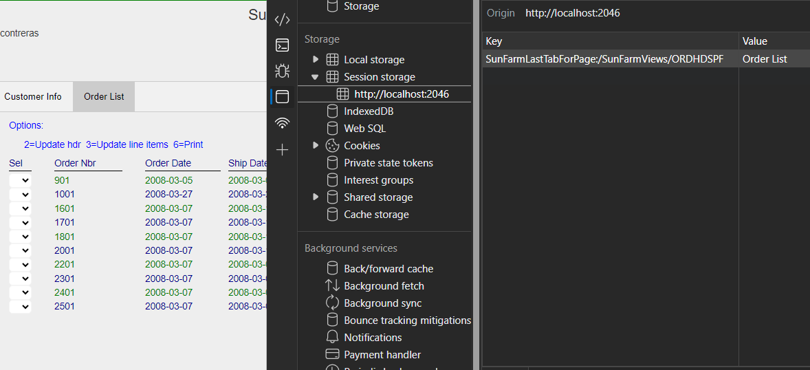 Session storage key